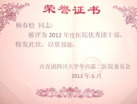 2012年度四川大学华西第二医院优秀团干部