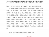 【表扬】我院作为实施全面两孩政策表现突出单位
受到省卫生计生委通报表扬